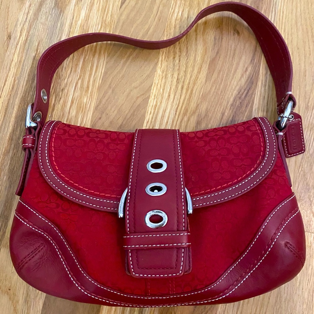 Coach - Red Jacquard with Leather/Silver Trim